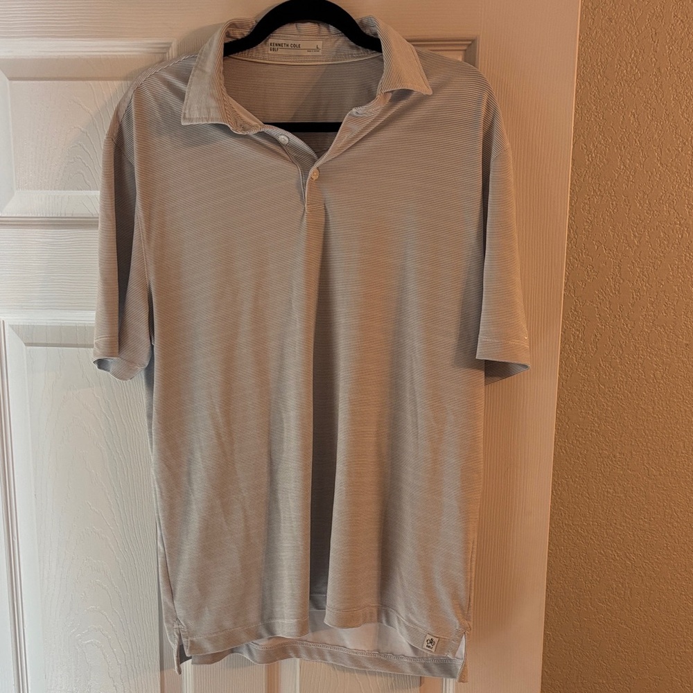 Kenneth Cole Men's Gray Striped Polo Shirt